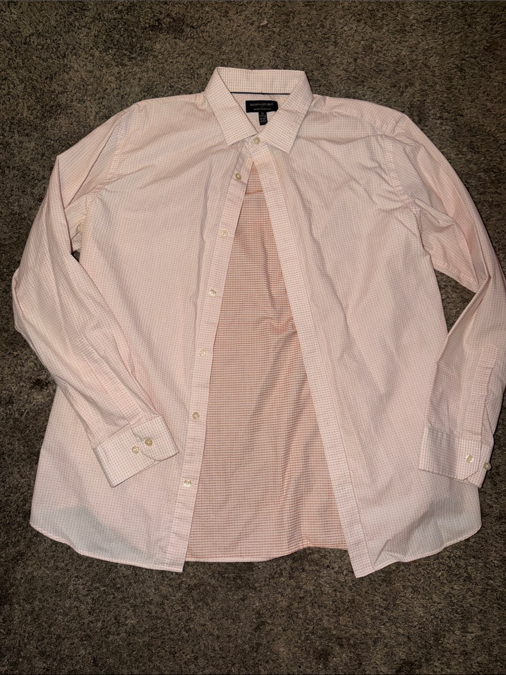 Banana Republic peach-cream Patterned Dress Shirt